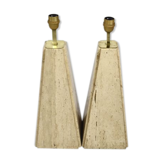 Pair of Laverne and travertine table lamps Camille Breesch