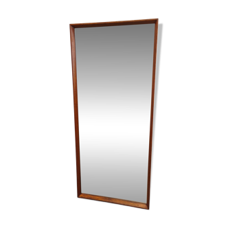 Danish Mid Century Teak Wall Mirror, Minimalist Frame, 1960s
