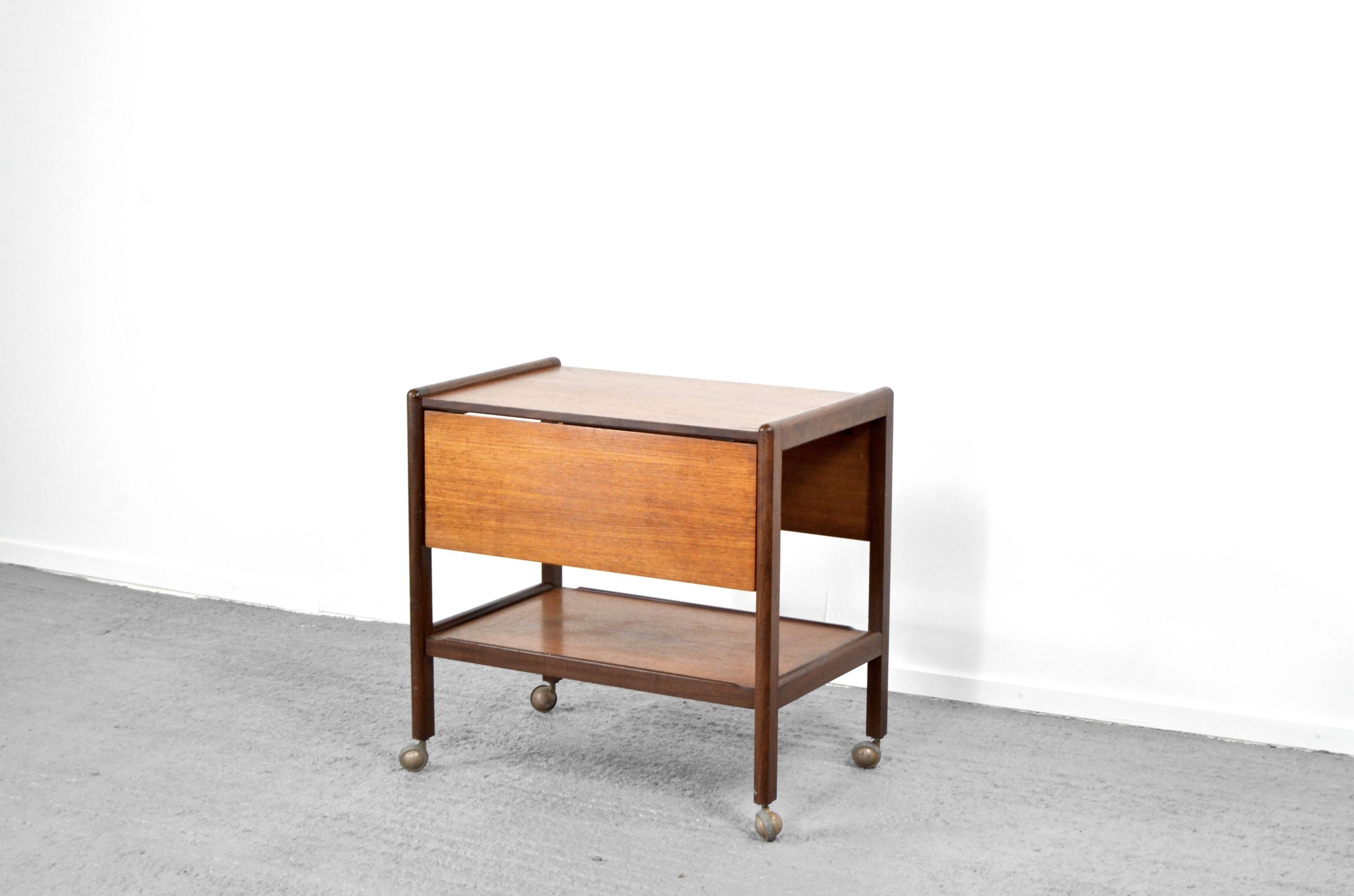 Midcentury Fold Up Drinks Trolley / Hostess In Teak.
