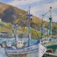 Watercolour painting "Trawlers at Anchor – Port-Vendres" signed Loui