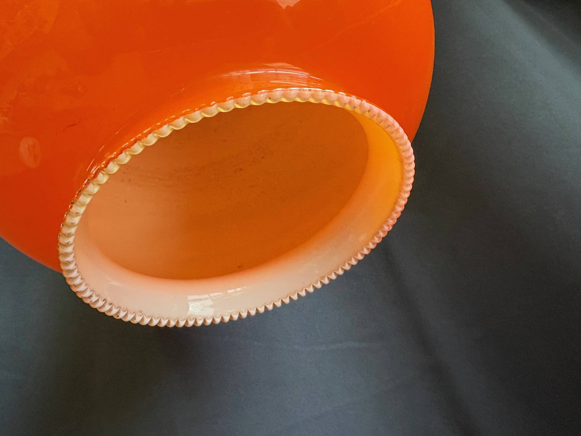 Vintage orange opaline pendant light – 70s retro chandelier