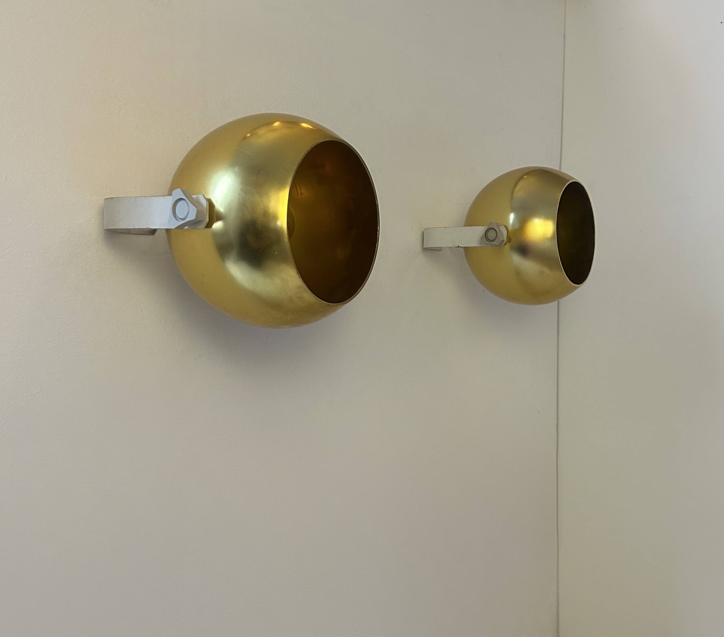Pair of vintage brass wall lights by PARSCOT, France, 1970
