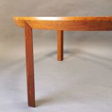 Round bass table in oak and glass, 50s