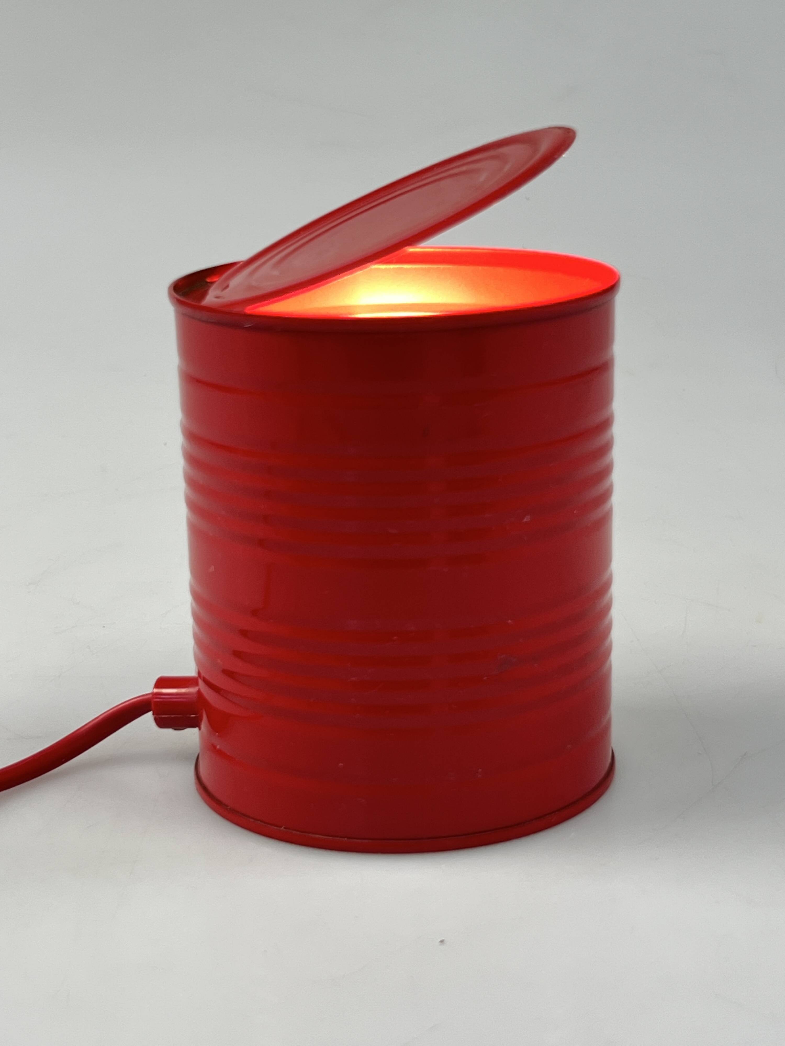 Vintage Red Tin Can Lamp, Ad Van Berlo, Vrieland Design, 1980s