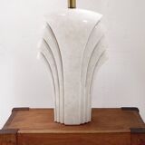Large white ceramic fan-shaped table lamp - Art Deco style