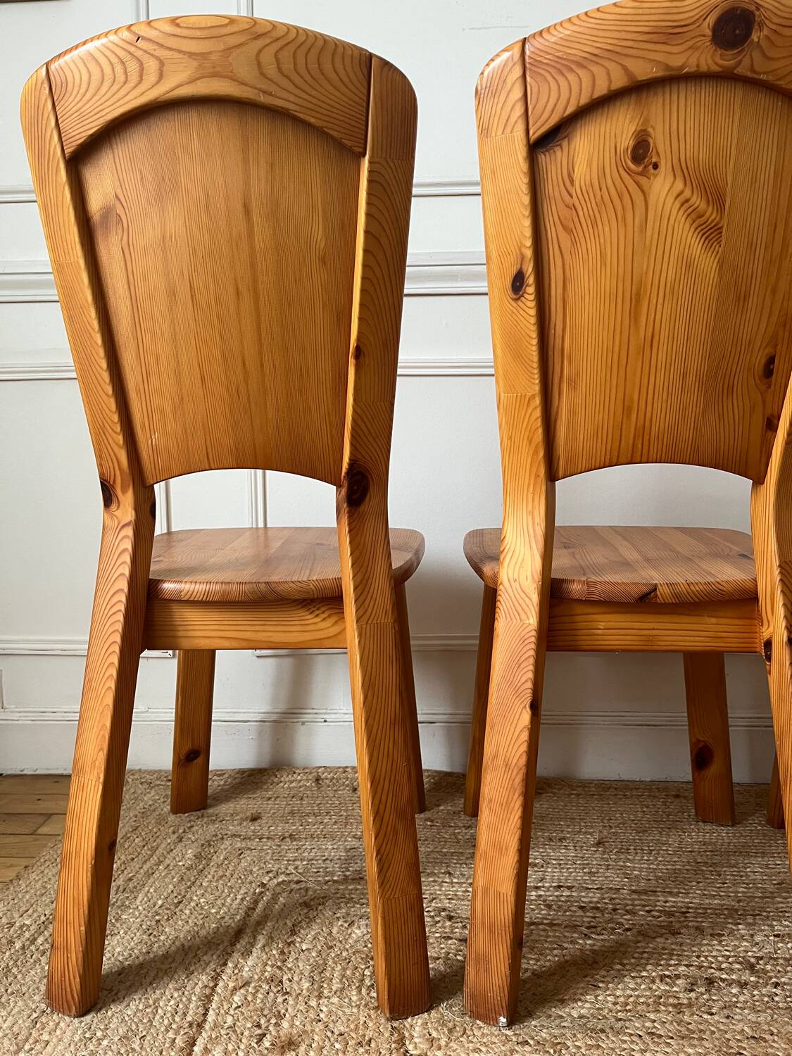 Set of 4 solid pine chairs in chalet style