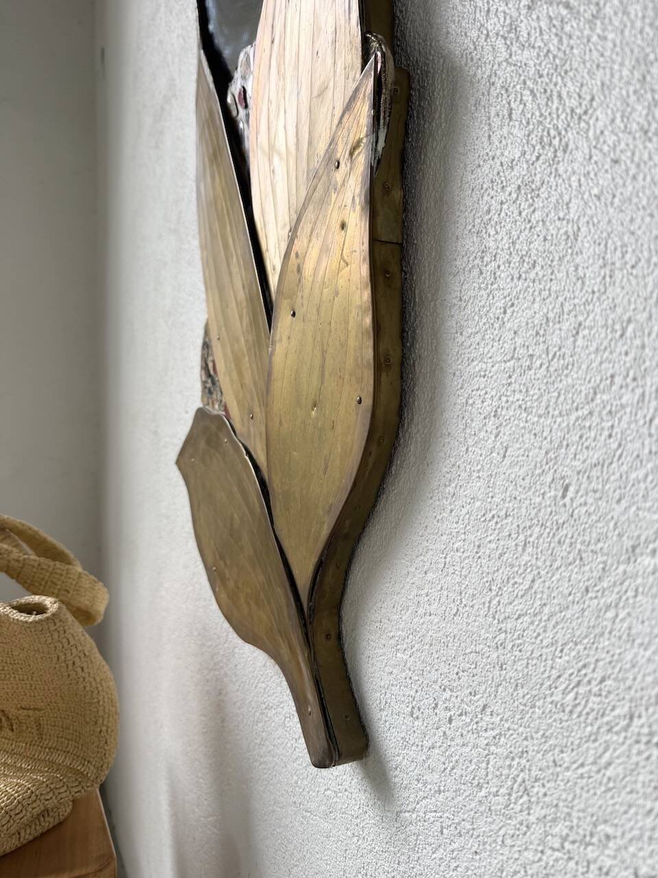 Brass flower oval mirror 1960