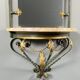 Wall console with mirror, wrought iron and marble, 20th century