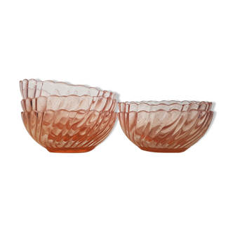 Set 5 bowls pink rosaline Arcoroc