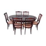 Lot oval table and 6 vintage chairs used