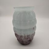Glass vase art deco cyan and plum