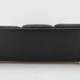 1970s 3-Seater Sofa in Black Leather,Italy