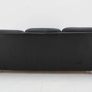 1970s 3-Seater Sofa in Black Leather,Italy