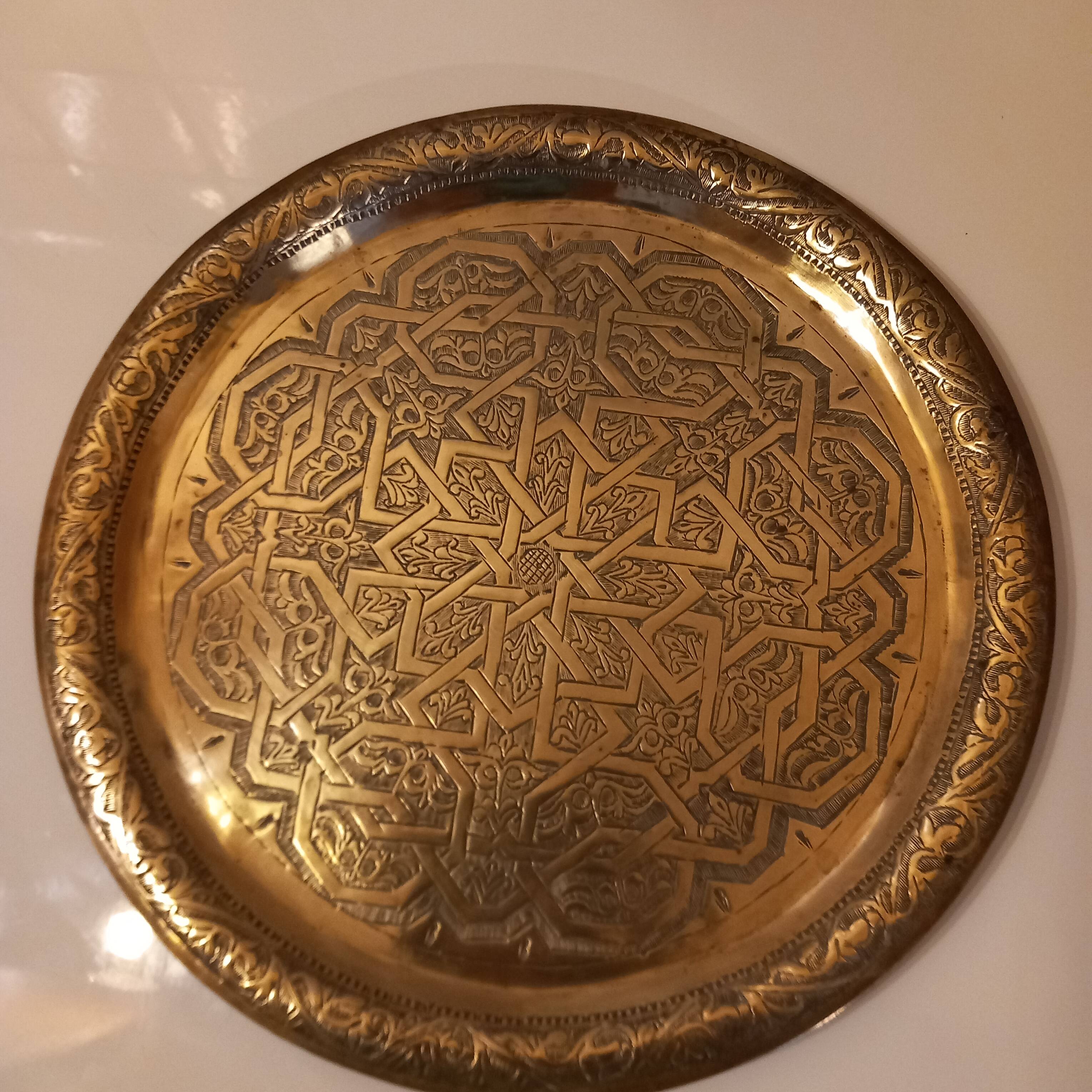 Chiseled brass tray