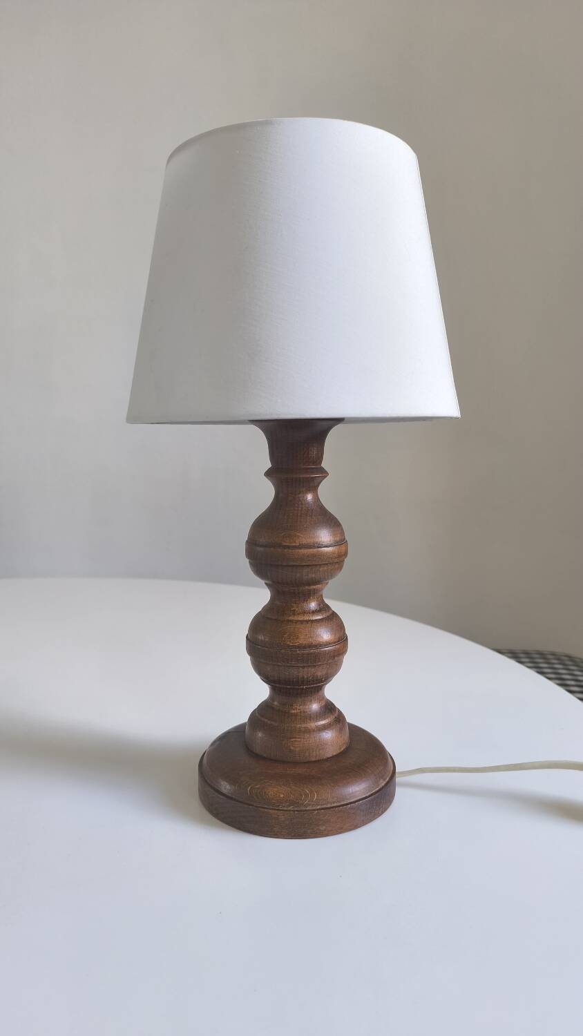 1950s turned wood table lamp