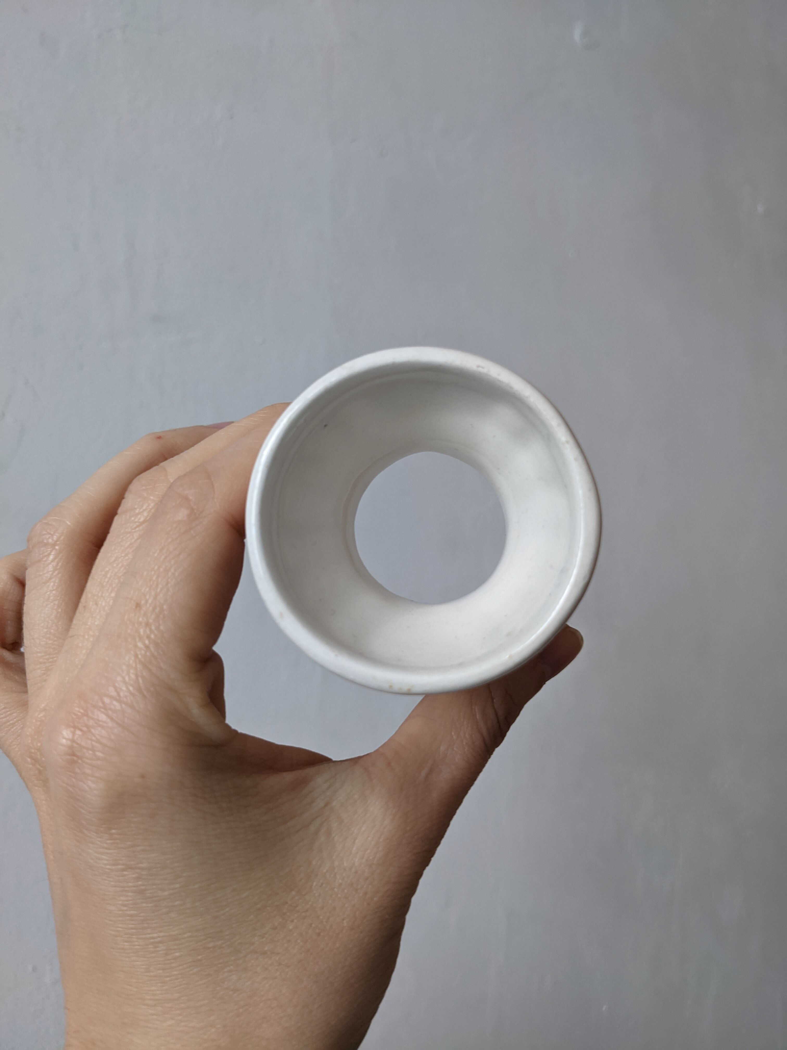 Coquetier diabolo old sarreguemines earthenware decorated with flowers painted by hand