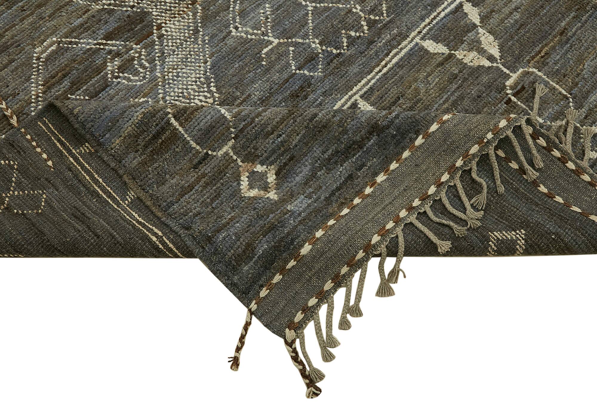 Hand-Knotted Tribal Unique 283 cm x 370 cm Grey Wool Carpet