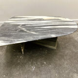 Large vintage unique marble table with zig zag base, France, 1980s