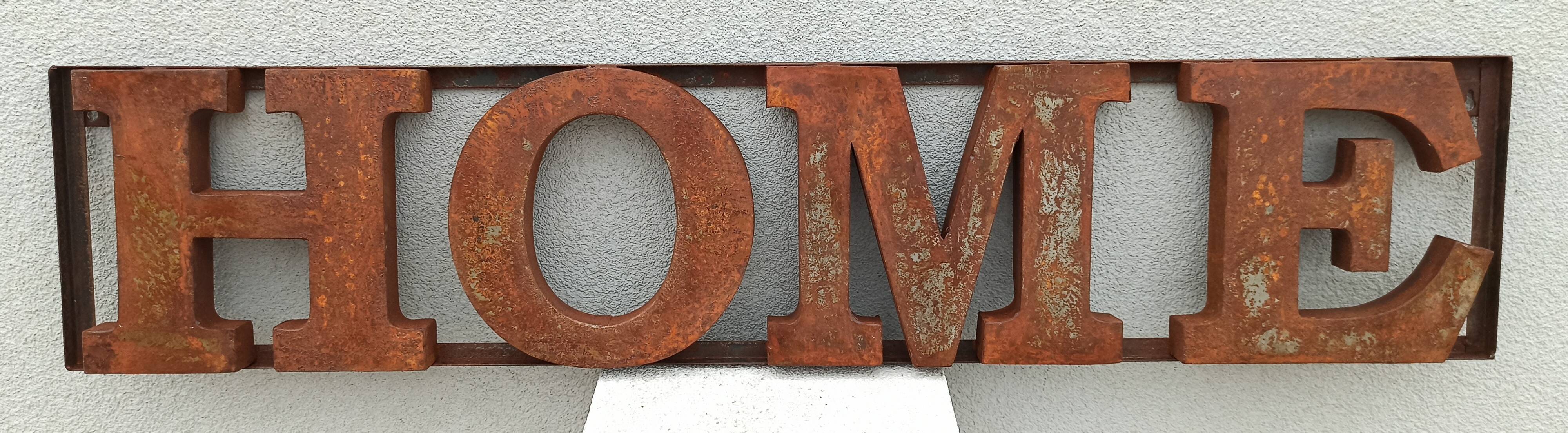 HOME rusty metal sign