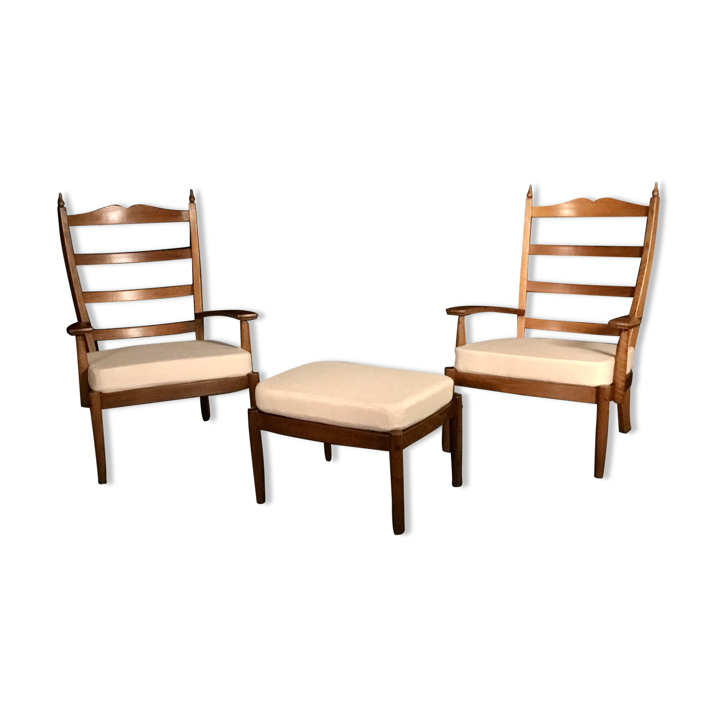 Pair of armchairs and foot rest 20th century