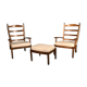Pair of armchairs and foot rest 20th century