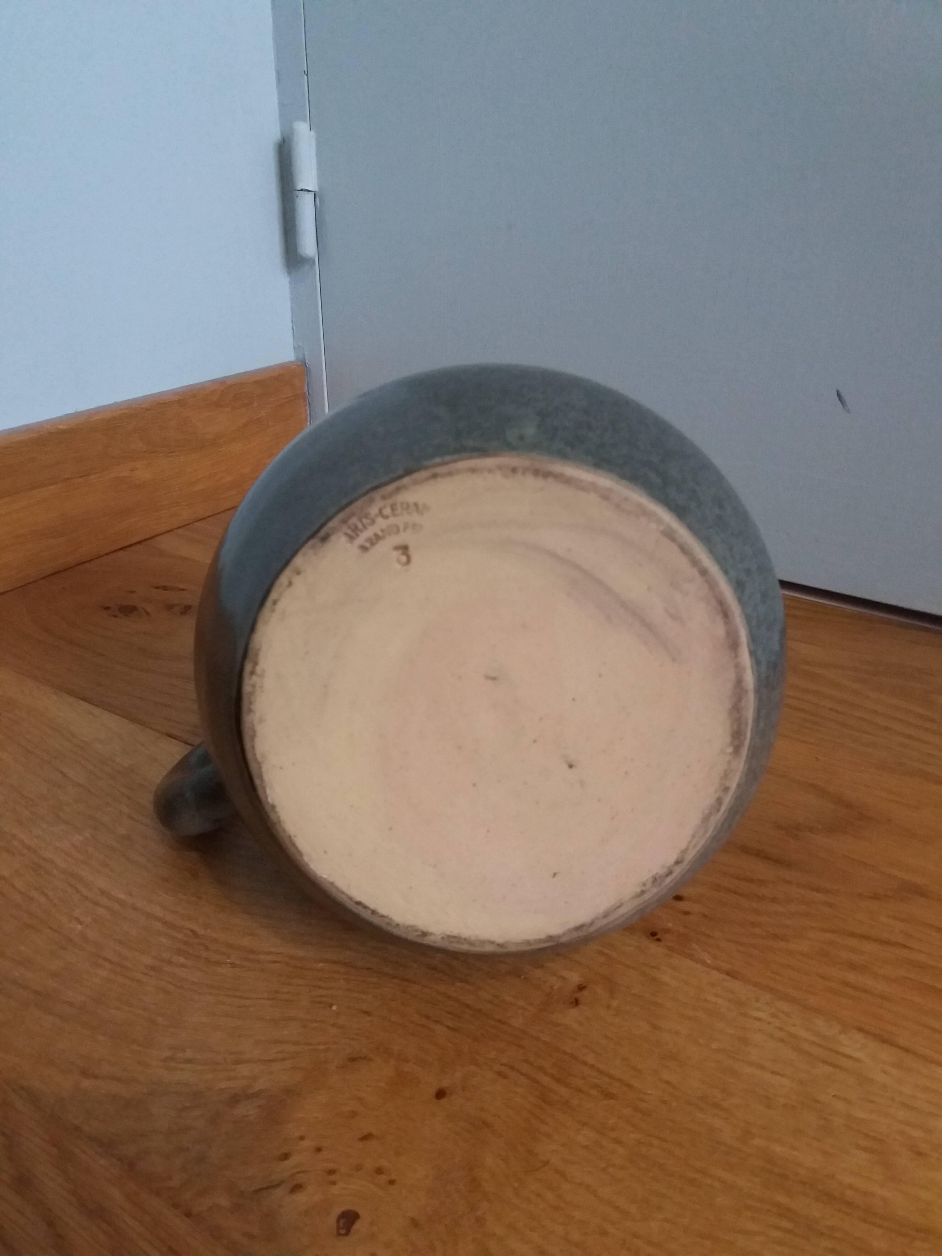 Pitcher michel and denise pointu arts céram sandstone from puisaye 50s 60s