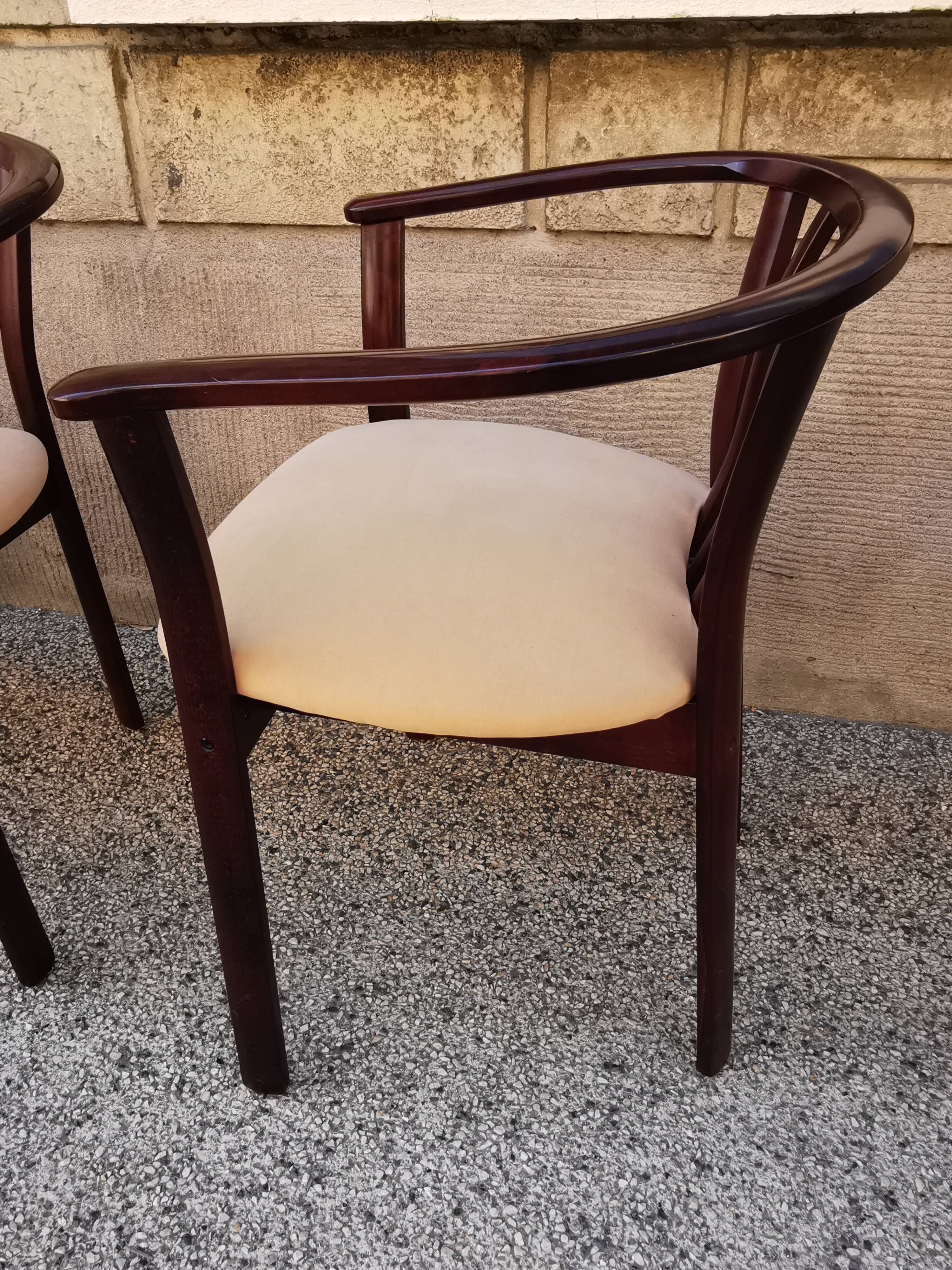 Suite de 4 fauteuils bois vintage années 80