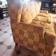 1940s club style 3-seater sofa in checked velvet fabric
