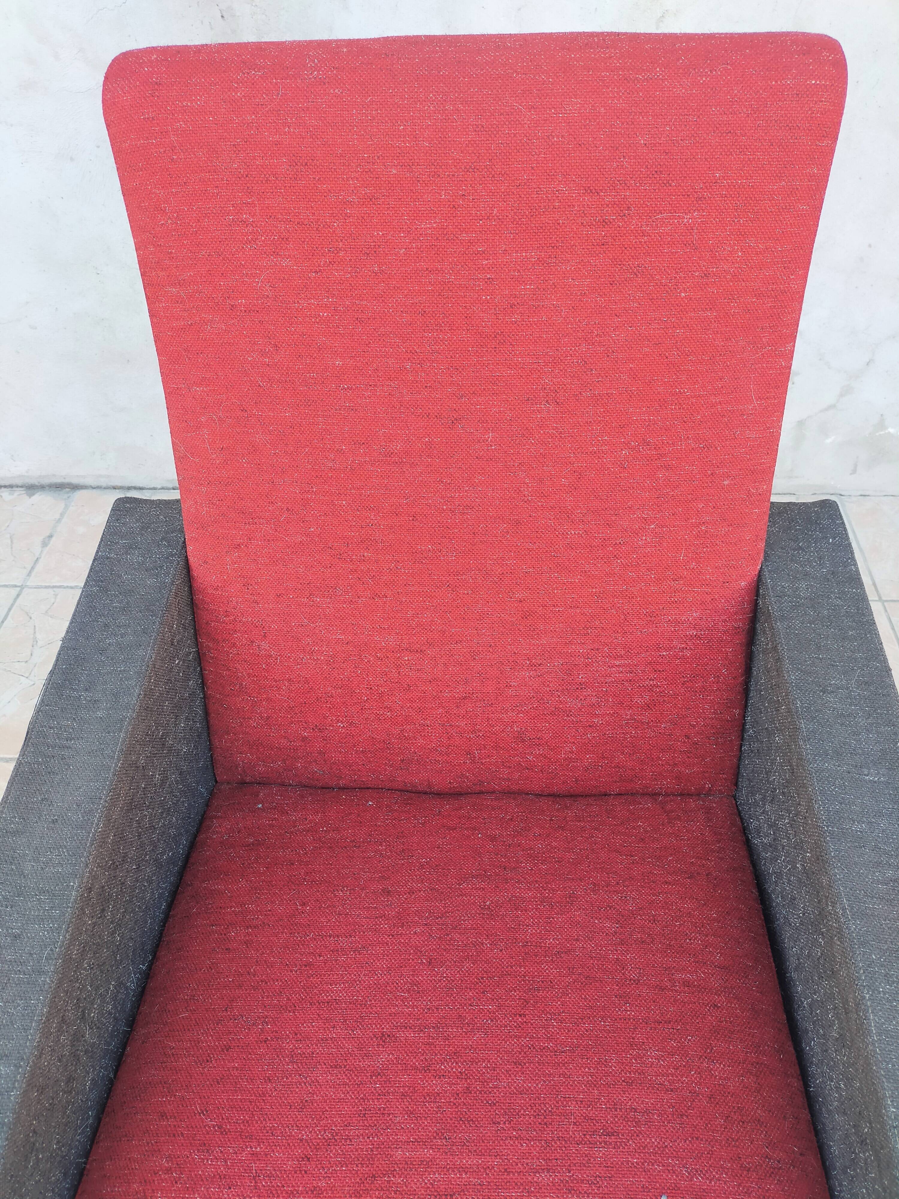 Fauteuil vintage rouge et noir 1960