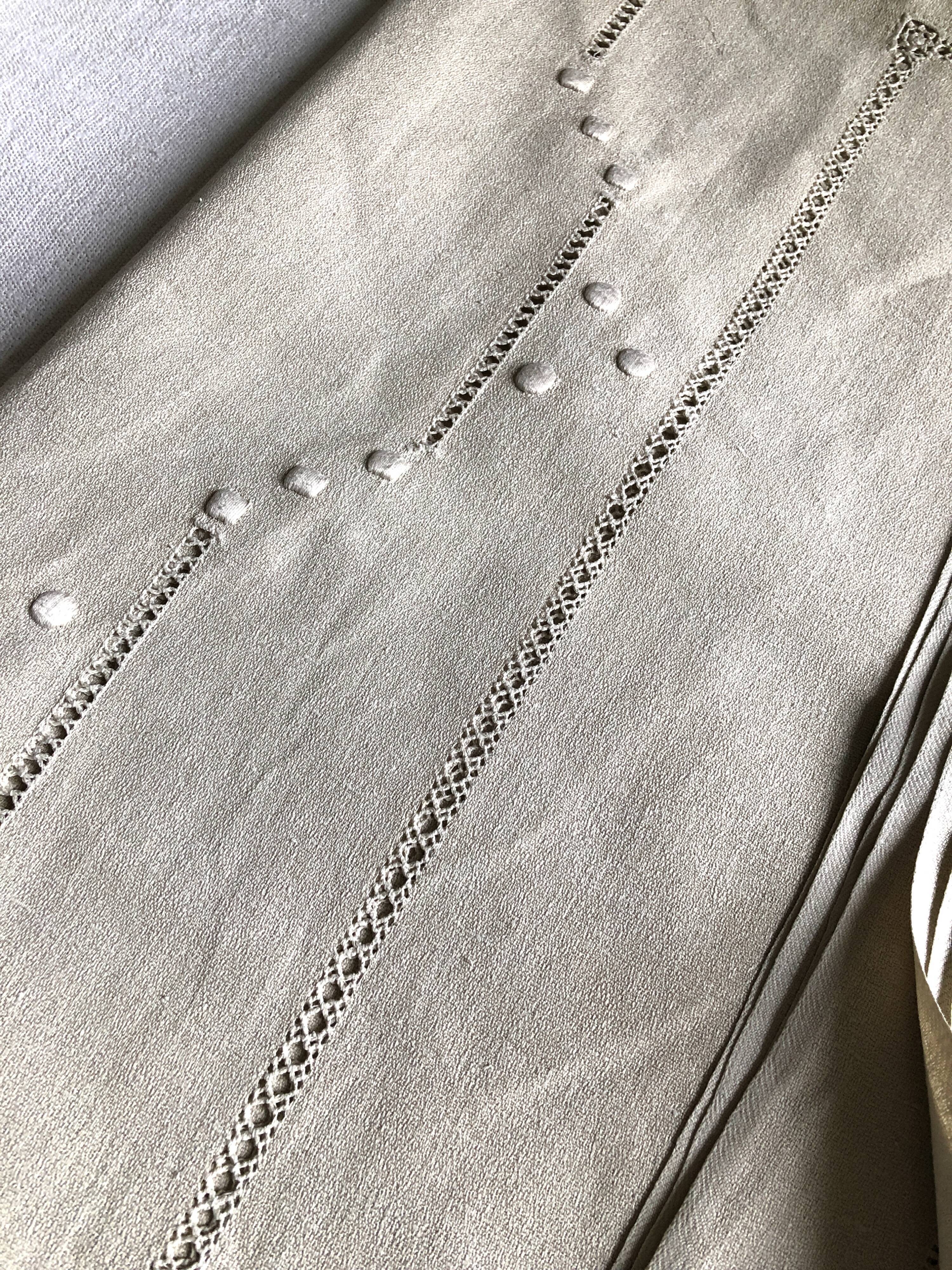 Antique linen tablecloth and whipped cream silk