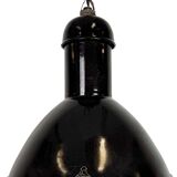 Black Enamel Industrial Pendant Lamp from AEG, 1930s