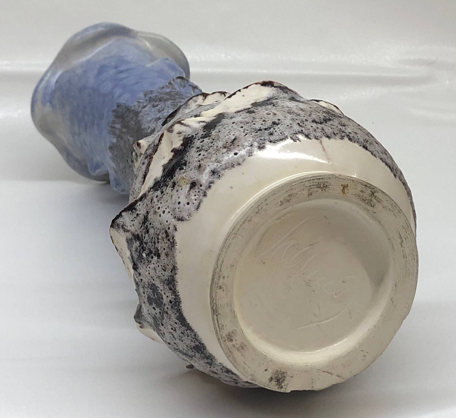 Vase fat lava blue gray Vallauris