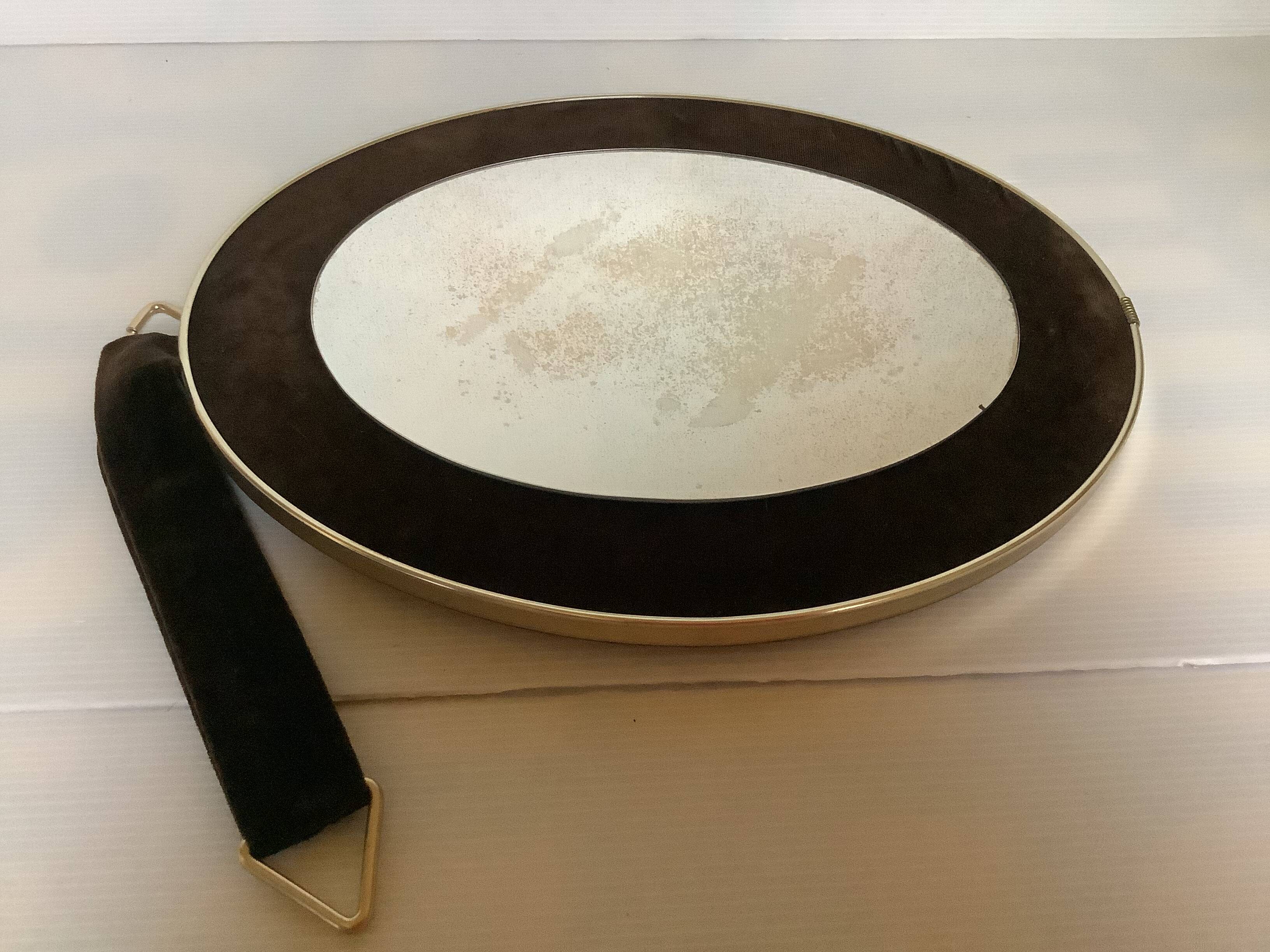 Miroir velours marron vintage