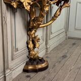 Carved and Gilded Wooden Console Imitating Natural Wood, Italy circa 1880