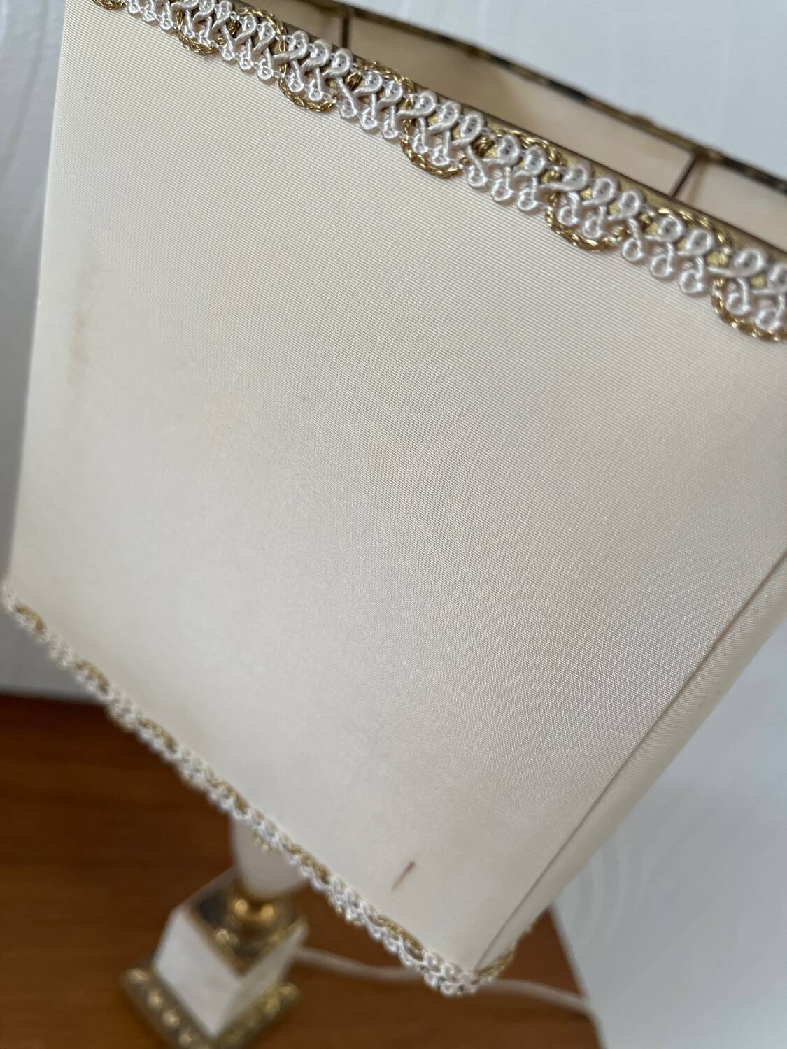 Vintage bedside lamp with marble base and gold metal