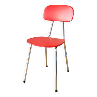 Red leatherette and chrome chair, 1970