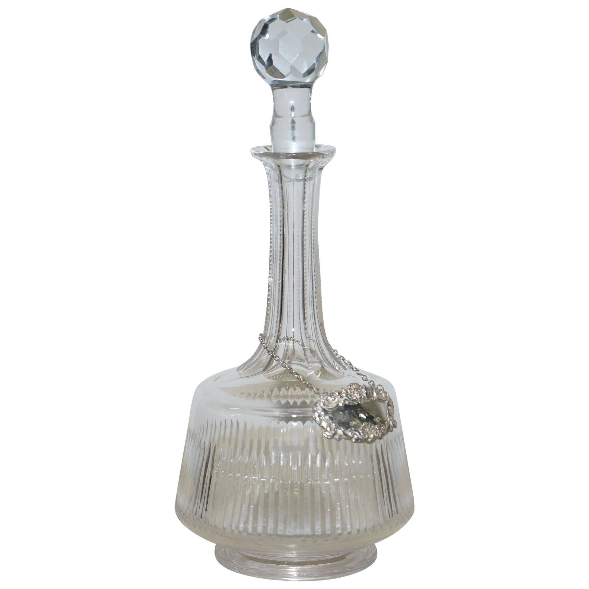 Antique Cut Crystal Carafe Sterling Madeira 1973