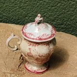 Sarreguemines earthenware mustard pot, Watteau model