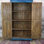 Armoire Indienne 2 portes pleines et 3 étagères, intérieur en bois brut