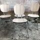 Series of 4 old formica chairs white grey + feet compass metal chrome 70's