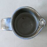Pitcher in blue enamelled stoneware signed workshop Palegre, 70 years