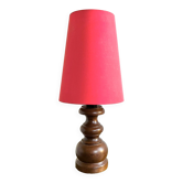Turned wood lamp with vintage cone shade