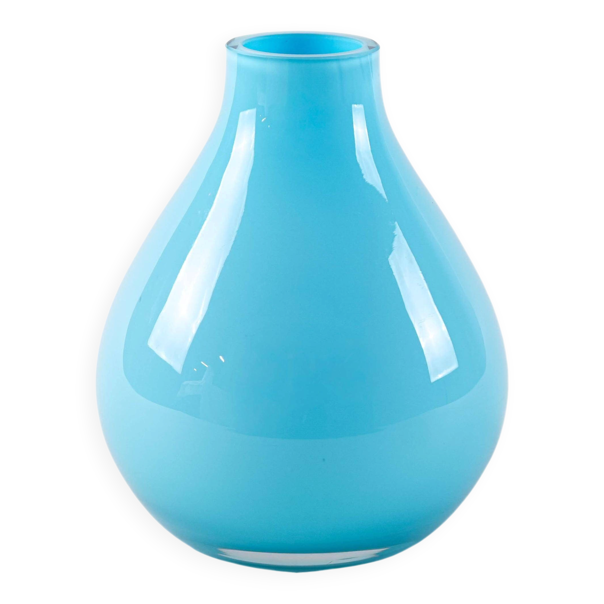 Vase en verre bleu clair, design danois, années 1970, fabriqué au Danemark