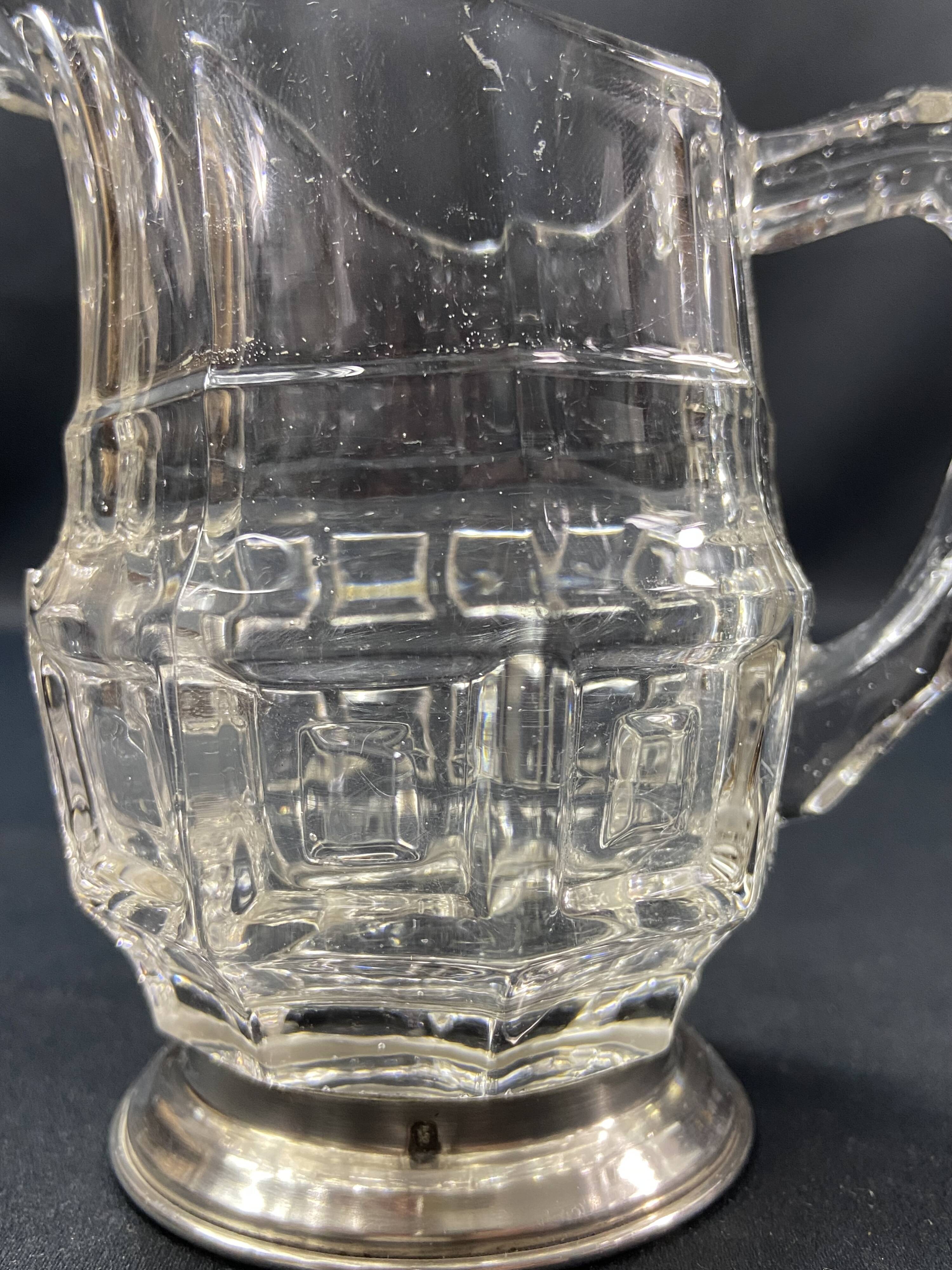 Glass milk jug on solid silver mount, Minerva 1st title