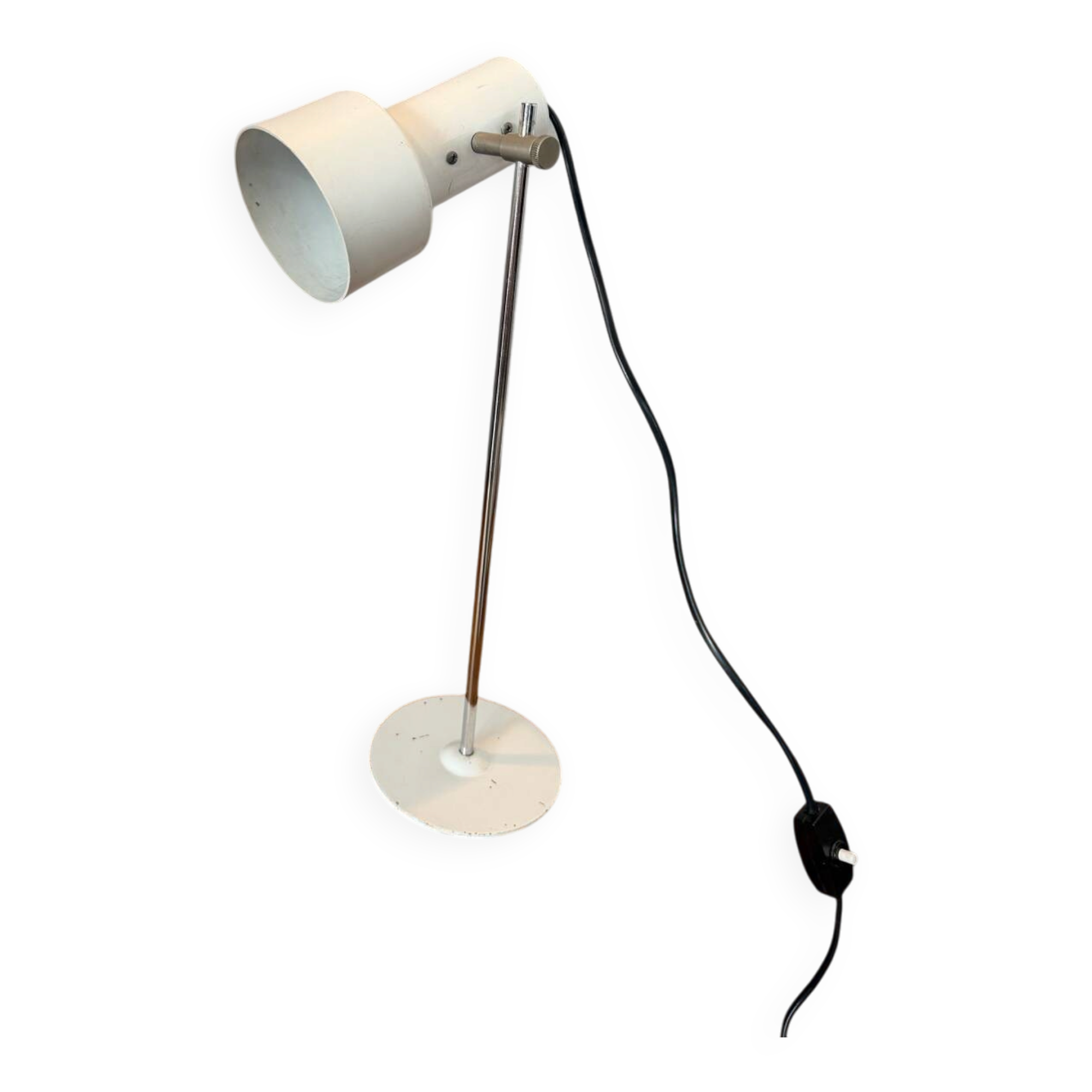 White aluminium designer table lamp made in Germany vintage