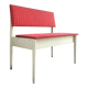 Coffre banquette vintage bois laqué blanc et tissus - 1970