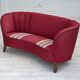 1960s, Danish 2-seater "Banana" sofa, furniture wool, oak wood legs.