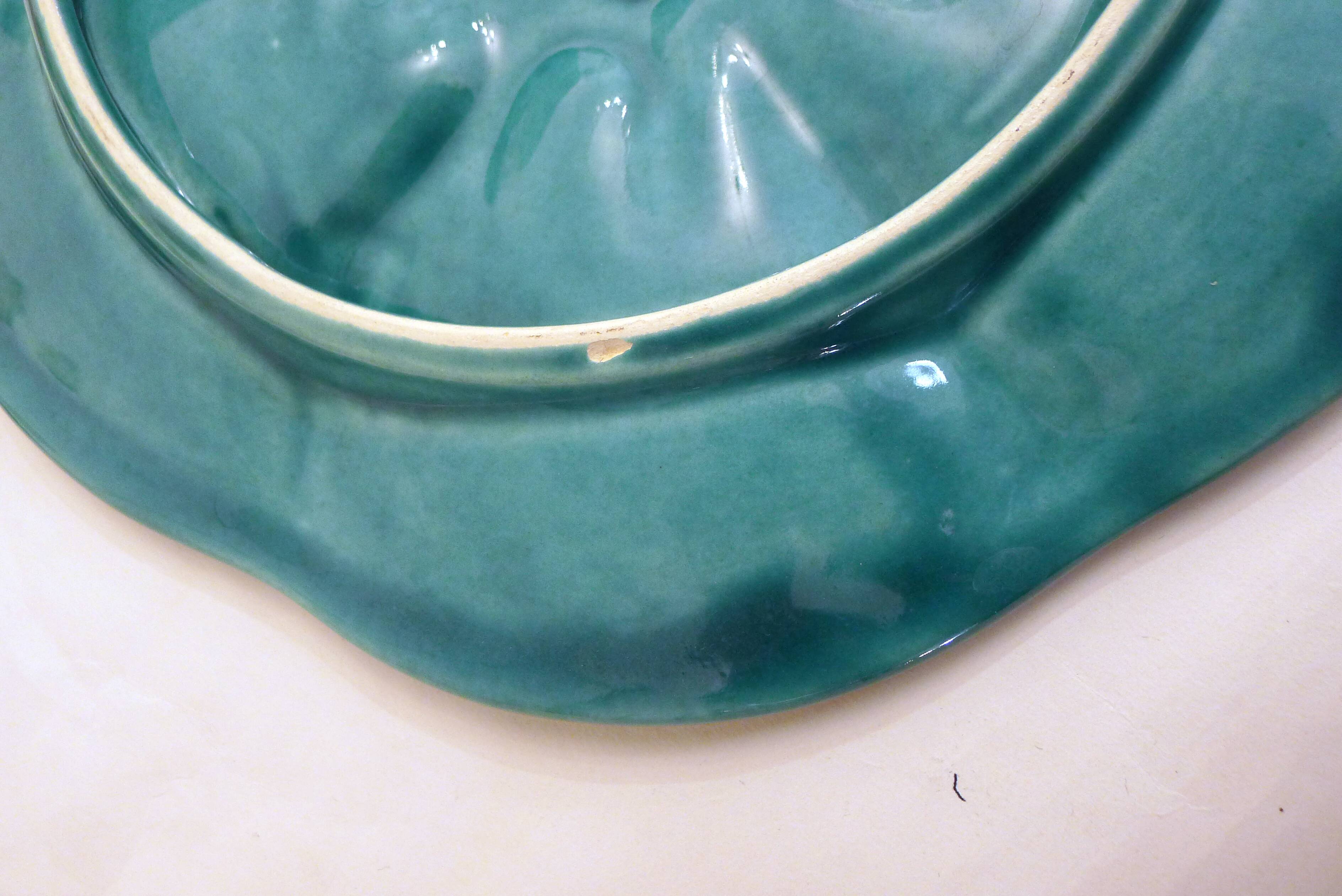 Oyster service Fish in faience barbotine 1950s