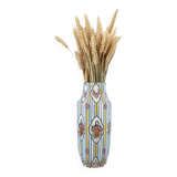 Vase en céramique à rayures fleuri