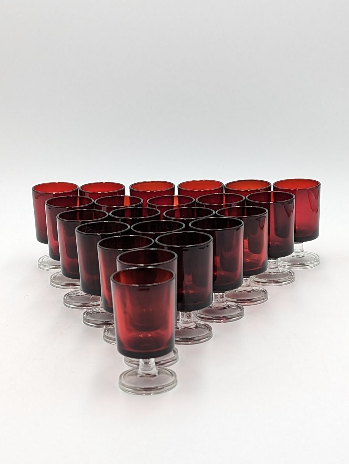 22 vintage red glass shot glasses